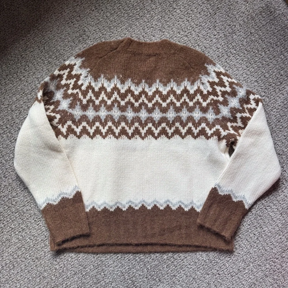 J, Crew Fair Isle Crewneck Sweater in Brushed Yarn
